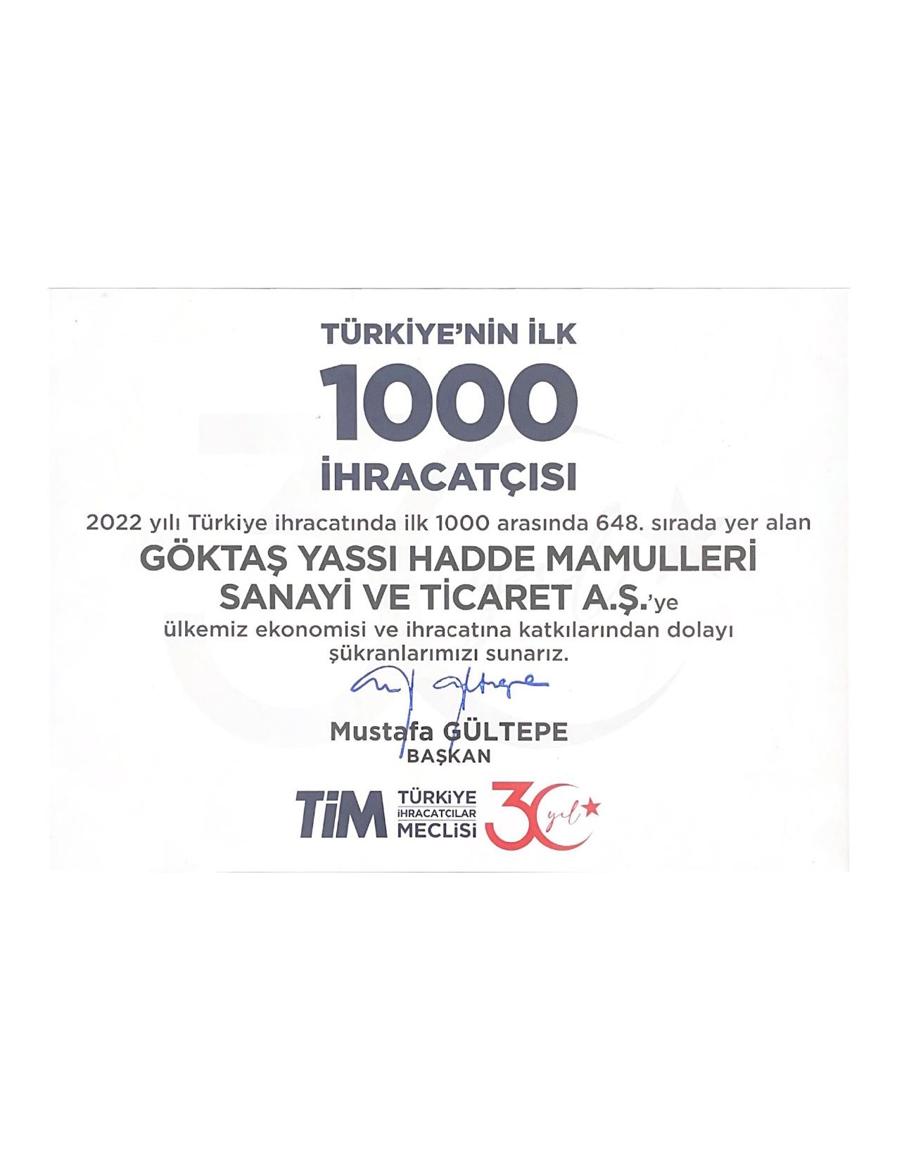 TÜRKİYE'NİN İLK 1000 İHRACATÇISI